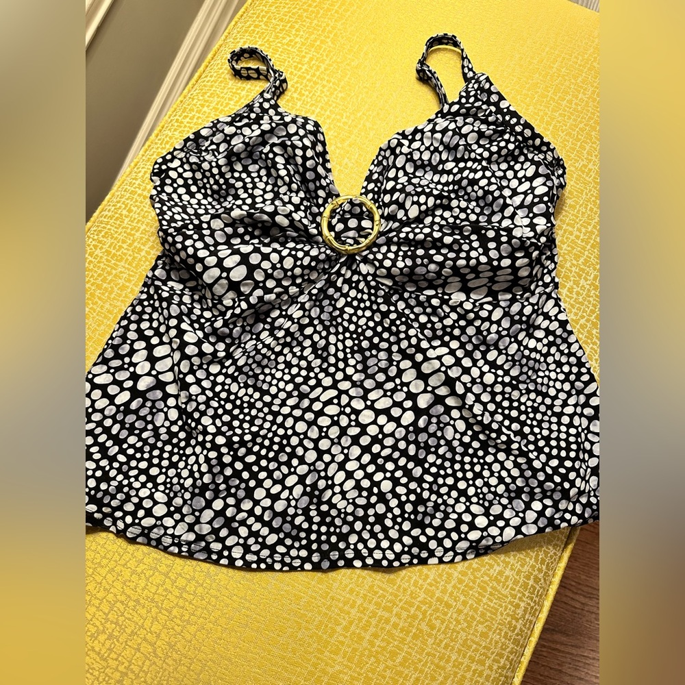 Coco Reef Black and White Polka Dot Swim Blouse